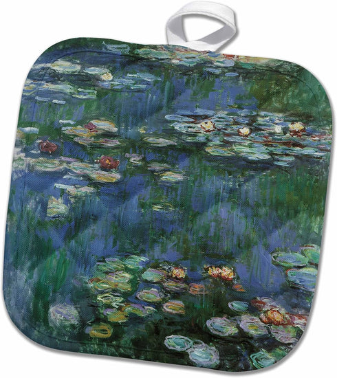 3D Rose A Lily Pond by Hermania Sigvardine Neergard Pot Holder, Iris and Waterlilies, 8 x 8
