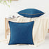 decorUhome Set of 2 Decorative Outdoor Throw Pillow Covers, 20x20 Square Linen Rustic Farmhouse Dark Blue