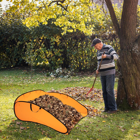 LFUTARI 2 140 Pcs Gallon Pop up Leaf Collector, Foldable Lawn Leaf Pick Up Bag Tool, Large Yard Dustpan Type Garden