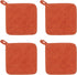 Cotton Pot Holders, Machine Washable Heat Resistant Everyday Kitchen Basic Terry Pot Holder Set of 4 (Orange)