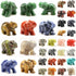 Carved Healing Crystals Gemstones Elephant Statue Figurine Collectible Decor, 1.5 inches (Mix 6pcs)