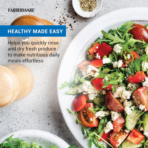 3.16 Farberware Small Pro Salad Spinner, Qt Lettuce Spinner with Pump Mechanism, Colander Basket and Non-Slip Base
