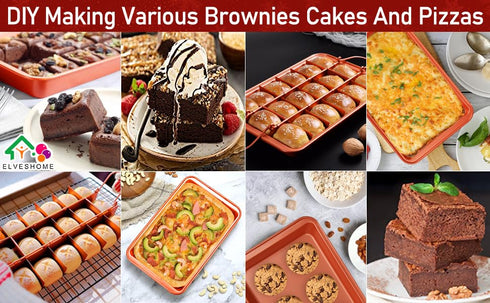 Non Stick Brownie Pan with Dividers, 18 Pre-slice Carbon Steel Bakeware Tray for Baking Cake, Muffin