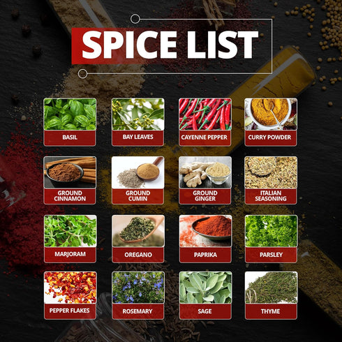 16 5-Year Countertop Orii Jar Rotating Bamboo Spice Rack with Spices Included & Spice Refill Program Compact Spice Rack