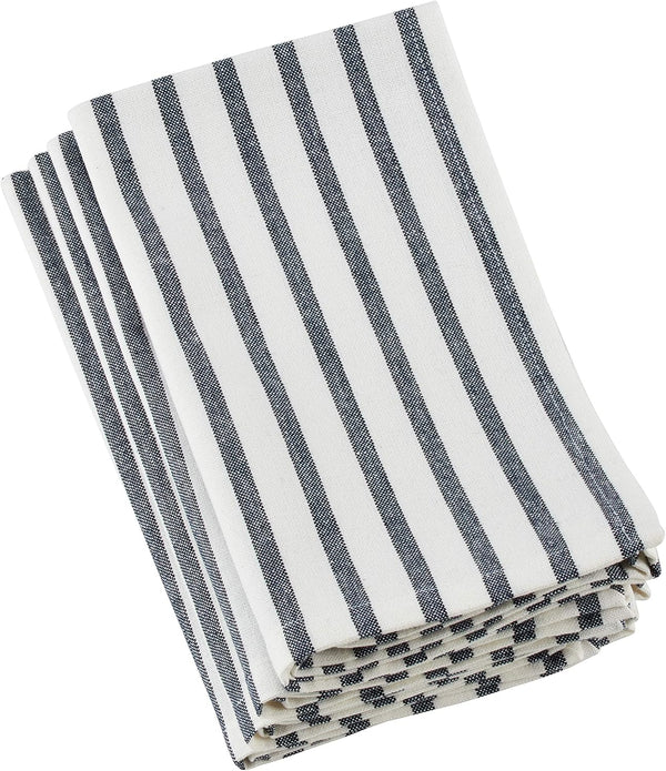 Saro Lifestyle Striped Design Cotton Table Napkin, Set of 4, 20", Navy Blue
