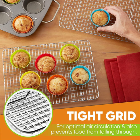 Spring Chef 100% Stainless Steel Cooling Rack & Baking Rack, 8.5 x 12 Inches, Fits Small Quarter Sheet Pan