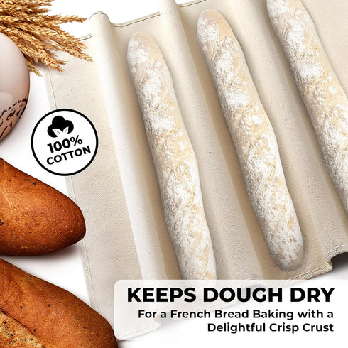 Orblue Bakers Couche and Proofing Cloth, 100% Cotton Fabric for Bread Dough Baking