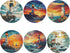 6 Set Lighthouse Coasters Leather Round Drink Coasters Pcs with Holderor for Cup Drink Coffee Table Bar Home Decor