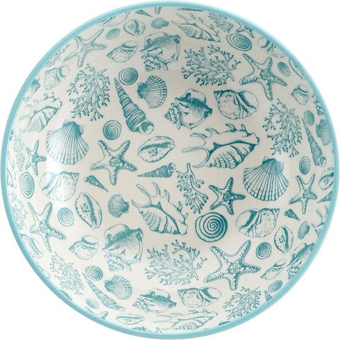 Pfaltzgraff Venice Set of 2 Teal and White Pasta Bowls, 8 Inch