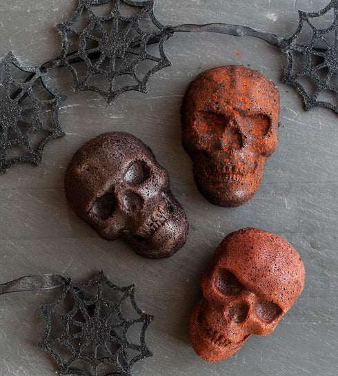 Nordic Ware Halloween Bakeware - Haunted Skull Cakelet Pan in Bronze