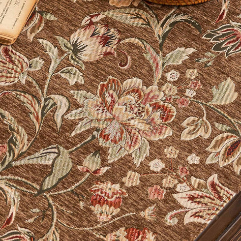 Floral,63" 23.7" Luxury Chenille Coffee Table Cover Non-Slip Silicone Backing Heavyweight French Jacquard Table Cloth