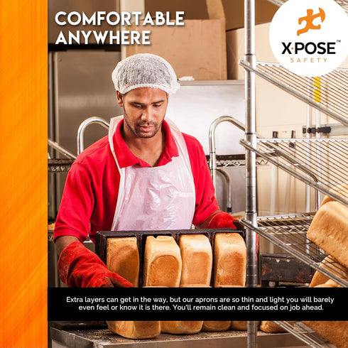 Xpose Safety Plastic Disposable Aprons, 1 Mil Waterproof Polyethylene, 24" x 48"