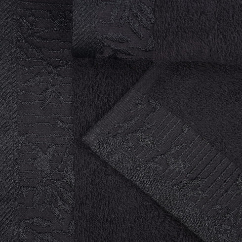 12 Set, 3 3 6 Superior Piece Cotton Towel Floral Jacquard Dobby Border, Quick Dry, Decorative Bathroom, Shower, Bath
