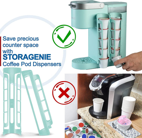 STORAGENIE K Cup Holder for Keurig - Coffee Pod Storage, Side Mount, Perfect for Small Counters (2 Rows/For 10 K Cups)