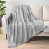 PAVILIA Light Grey Fleece Throw Blanket for Couch, 60x80 Inches, Soft Cozy Fuzzy Flannel Blanket with Pom Pom Fringe