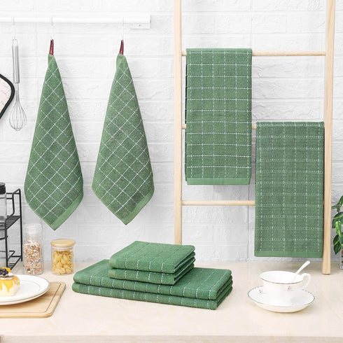 Set, 12 12 13 28 Inches, Set 8 Set, Homaxy Kitchen Towels and Dishcloths x and x of Bulk Cotton Terry Kitchen Towels