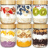 Vtopmart 6 Pack 16oz Glass Overnight Oats Containers with Bamboo Lids, Portable