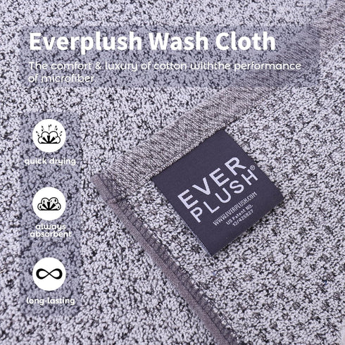 6-Pack Set 13" 13") Everplush Premium Washcloths Ultra Absorbent, Super Soft Essential Washcloths for Bathroom, Spa