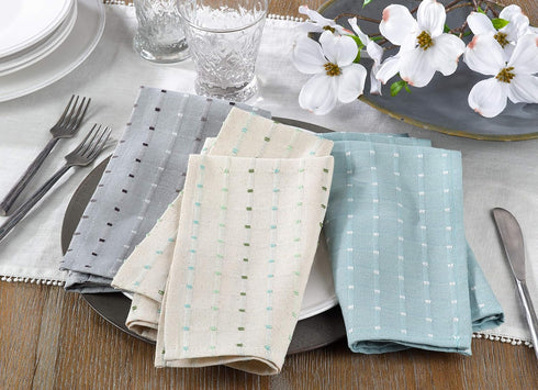 SARO LIFESTYLE 2136.A20S Cotton Blend Stitched Line Table Napkins (Set of 4) 20" Aqua