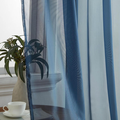HLC.ME Navy Blue Sheer Voile Rod Pocket Curtain Panels for Bedroom, Kitchen, Living Room (54 x 72 inches, Set of 2)