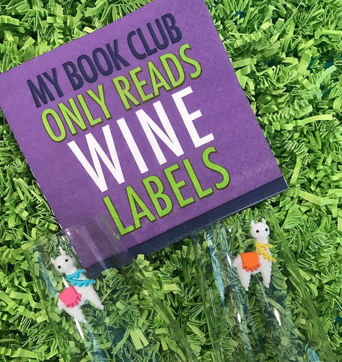 Wine Glass Charms for Stemless Glasses - Magnetic Llama and Cactus Drink or Beverage Markers Set of 6