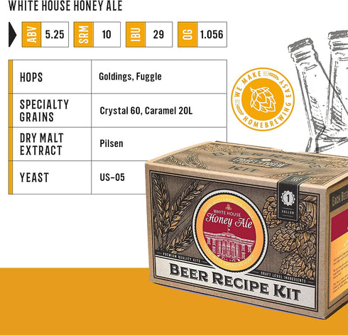 Craft A Brew Recipe Kit: White House Honey Ale Refill - 1 Gallon Home Brewing Ingredients