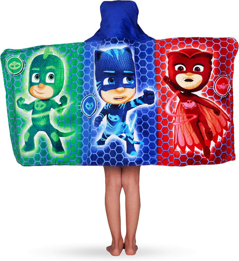 PJ Masks Bath/Pool/Beach Soft Cotton Terry Hooded Towel Wrap, 24" x 50", by Franco Kids