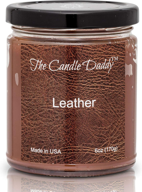 Leather Candle, 6 oz Jar Candle, Up to 40 Hour Burn Time