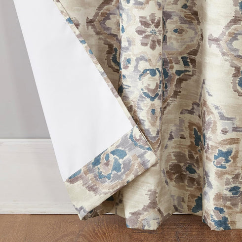 Sun Zero Regina Floral Watercolor Grommet Curtain Panel, Energy Efficient, 40" x 84", Linen