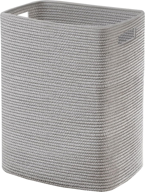 Large Gray Laundry Hamper, 16"x13"x22", Tall Woven Cotton Rope Basket for Dirty Clothes, Soft Laundry Bin, 75L