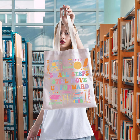 FOTAP Small Steps Still Move Us Forward Tote Bag - PT Appreciation Gift, PA Shoulder Bag for Graduation