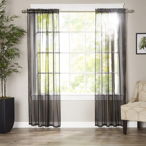 Elegant Comfort Luxury Sheer Curtains, Black Window Treatment Curtain Panels Set of 2 (40 x 84-inches) for Kitchen,