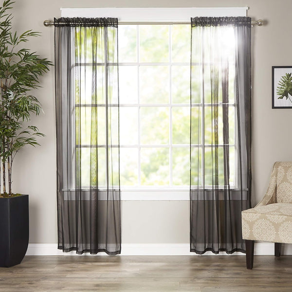Elegant Comfort Luxury Sheer Curtains, Black Window Treatment Curtain Panels Set of 2 (40 x 84-inches) for Kitchen,