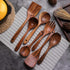 Wooden Non-Stick Kitchen Pan Toolset, 7 Pieces, 100% Natural Teak Cooking Utensils Set