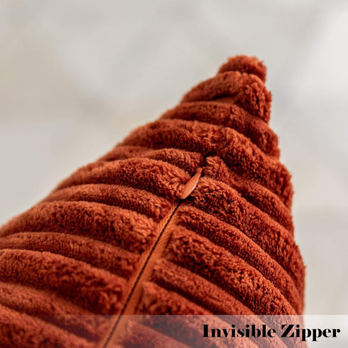 Kevin Textile Set of 2 Fall Pillow Covers, Solid Supersoft Corduroy, Burnt Brick, 18x18 Inch