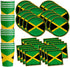 Jamaican Flag Birthday Party Supplies Set, Plates, Napkins, Cups for 16, Tableware Kit