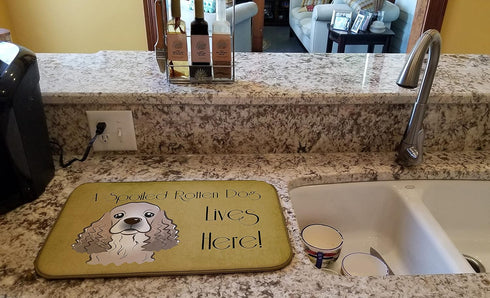 Caroline's Treasures Cocker Spaniel Spoiled Dog Lives Here Dish Drying Mat, 14 x 21", Multicolor