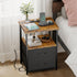Fixwal Night Stand with Charging Station, Nightstand with Fabric Drawers, Bedside Table for Bedroom, Rustic Brown