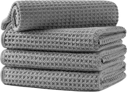 MICROFI ber Waffle Hand Towels, 4 Pieces, Soft, Absorbent, Fast Drying, Lint Free