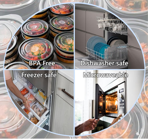 Mr Miracle Meal Prep Containers with Lids, 50 Pack, 38 Oz Leakproof Disposable Food Containers