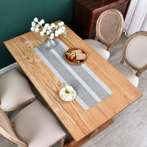 13x36inch Farmhouse Braided Striped Table Runner Rustic Embroidery Coffee Table Runners for Decorations Weddings