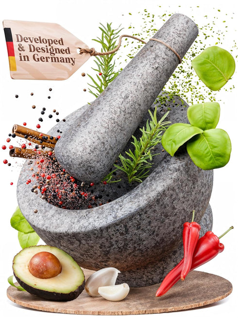 ChefSofi Mortar and Pestle Set - 6 Inch - 2 Cup Capacity