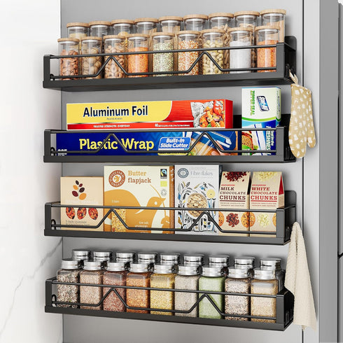 Mystozer 16.9 Inch Wide Large Capacity Magnetic Spice Rack for Refrigerator, 4