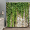 Stone Brick Wall Shower Curtain 70Wx70H Inch, Green Leaves Garden Landscape Fabric Bathroom Accessories