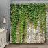 Stone Brick Wall Shower Curtain 70Wx70H Inch, Green Leaves Garden Landscape Fabric Bathroom Accessories