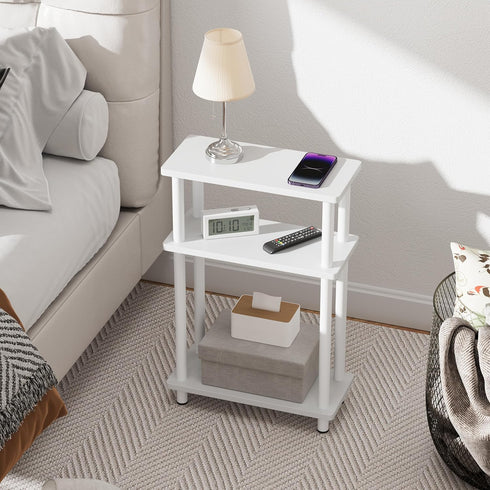 3-Tier Apicizon Small Narrow Side Table, Skinny End Table with Storage Shelf, Slim Nightstand Bedside Table for Small