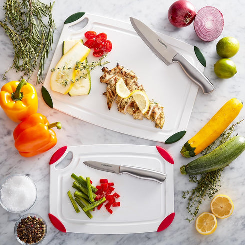 FARBERWARE Cutting Board Set, Made from Recycled PET with Non-Slip Edges, Durable & Dishwasher Safe, 2-Piece