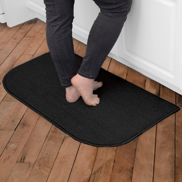 Ritz Solid Accent Rug - 18" x 30" Stain Resistant Kitchen or Living Room Mat - Black