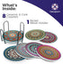 8 Set Mandala Drink Coasters with Holder - Ceramic Boho Coaster for Drinks Absorbent with Cork Base and Black Holder
