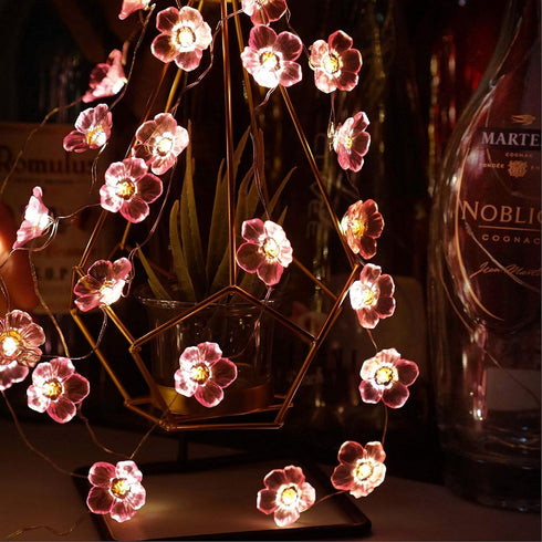 Cherry Blossom Flower String Light, 40 LED 13FT Pink Sakura Fairy Lights, Battery Powered Decorative Lights for Indoor